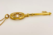 Load image into Gallery viewer, Tiffany & Co. 18ct Gold & Diamond Clover Key Pendant and Chain