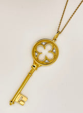 Load image into Gallery viewer, Tiffany & Co. 18ct Gold & Diamond Clover Key Pendant and Chain