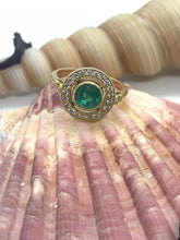 Load image into Gallery viewer, Emerald and Diamond Ring Set in 18ct Yellow Gold