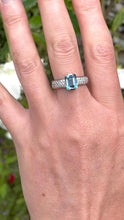 Load image into Gallery viewer, Aquamarine and Diamond Ring Set in 18ct White Gold