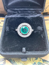 Load image into Gallery viewer, Emerald and Diamond Ring in Platinum