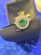 Load image into Gallery viewer, Emerald and Diamond Ring in Platinum