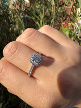 Load image into Gallery viewer, Platinum Diamond Halo Ring with Diamond Shoulders