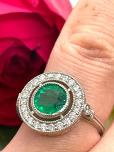 Load image into Gallery viewer, Emerald and Diamond Ring in Platinum