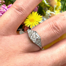 Load image into Gallery viewer, Art Deco Inspired Solitaire Ring