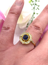 Load image into Gallery viewer, Blue Sapphire and Diamond Ring