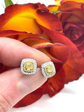 Load image into Gallery viewer, Yellow and White Diamond Studs
