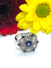 Load image into Gallery viewer, Blue Sapphire & Diamond Ring