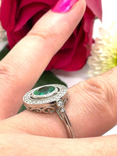 Load image into Gallery viewer, Emerald and Diamond Ring in Platinum