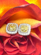 Load image into Gallery viewer, Yellow and White Diamond Studs
