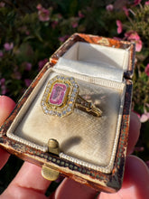 Load image into Gallery viewer, 18ct Yellow Gold Pink Sapphire & Diamond Halo Ring