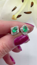 Load and play video in Gallery viewer, Stunning Emerald Studs Set in 18ct White Gold
