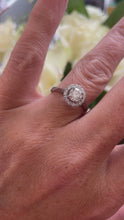 Load and play video in Gallery viewer, Diamond Halo Engagement Ring on GIA Certificate