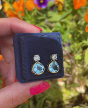 Load and play video in Gallery viewer, Elegant Aquamarine & Diamond Earrings