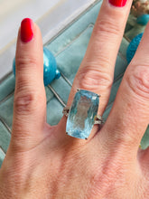 Load image into Gallery viewer, Incredible Elongated Cushion Cut Aquamarine & Diamond Ring