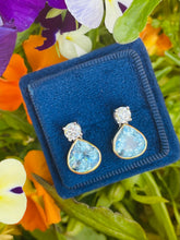 Load image into Gallery viewer, Elegant Aquamarine & Diamond Earrings