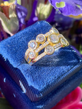 Load image into Gallery viewer, Three Row Diamond Droplet Ring 18ct Yellow Gold