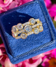 Load image into Gallery viewer, Three Row Diamond Droplet Ring 18ct Yellow Gold