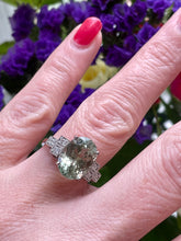 Load image into Gallery viewer, Glamorous Green Tourmaline & Diamond Ring in Platinum