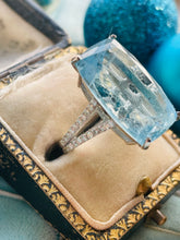 Load image into Gallery viewer, Incredible Elongated Cushion Cut Aquamarine & Diamond Ring