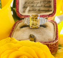 Load image into Gallery viewer, Glorious Yellow Sapphire & Diamond Ring in Platinum