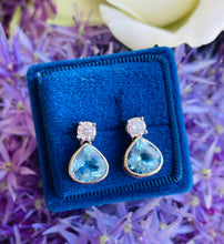Load image into Gallery viewer, Elegant Aquamarine & Diamond Earrings