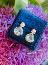 Load image into Gallery viewer, Elegant Aquamarine & Diamond Earrings