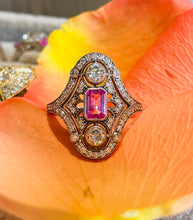 Load image into Gallery viewer, Pink Sapphire & Diamond Art Deco Revival Ring