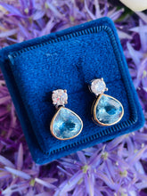 Load image into Gallery viewer, Elegant Aquamarine & Diamond Earrings