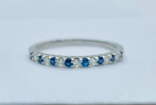 Load image into Gallery viewer, Sapphire & Diamond Platinum Half Eternity Ring