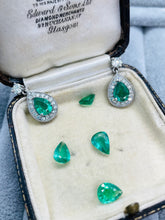 Load image into Gallery viewer, Emerald & Diamond Earrings in Platinum