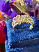 Load image into Gallery viewer, Three Row Diamond Droplet Ring 18ct Yellow Gold
