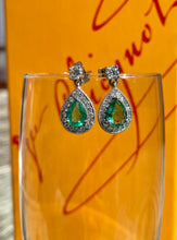Load image into Gallery viewer, Emerald & Diamond Earrings in Platinum