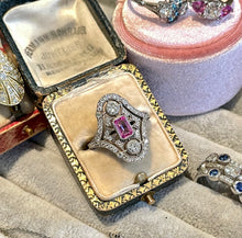 Load image into Gallery viewer, Pink Sapphire & Diamond Art Deco Revival Ring