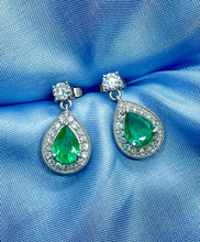 Load image into Gallery viewer, Emerald & Diamond Earrings in Platinum