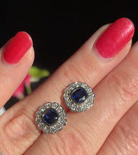 Load image into Gallery viewer, Sumptuous Sapphire & Diamond Stud Earrings