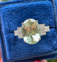 Load image into Gallery viewer, Glamorous Green Tourmaline & Diamond Ring in Platinum