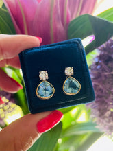 Load image into Gallery viewer, Elegant Aquamarine & Diamond Earrings
