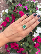 Load image into Gallery viewer, Emerald &amp; Diamond 18ct Yellow Gold Statement Ring
