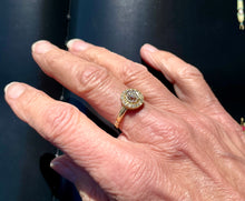 Load image into Gallery viewer, Old Cut Diamond Halo Ring in 18ct Yellow Gold
