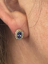 Load image into Gallery viewer, Tanzanite and Diamond Earrings Set in 18ct Yellow Gold
