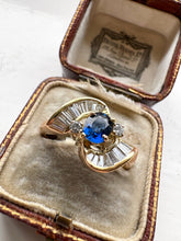 Load image into Gallery viewer, 18ct Gold Sapphire Ring with Brilliant &amp; Baguette Diamonds
