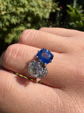 Load image into Gallery viewer, Platinum Sapphire &amp; Old-Cut Diamond Ring

