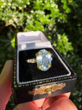 Load image into Gallery viewer, Aquamarine &amp; Diamond Ring in 18ct Yellow Gold and Platinum
