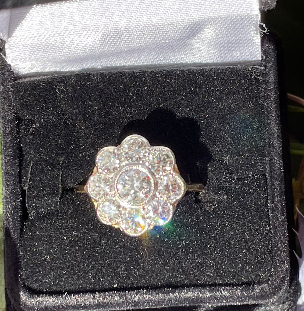 Diamond Daisy Cluster Ring