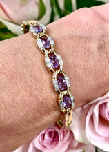 Load image into Gallery viewer, Amethyst and Diamond Bangle in 9ct Yellow Gold
