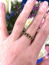 Load image into Gallery viewer, Full Eternity Blue Sapphire and Diamond Ring Set in 18ct Yellow Gold
