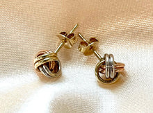 Load image into Gallery viewer, Love Knot Earrings in 9ct Tri-colour Gold
