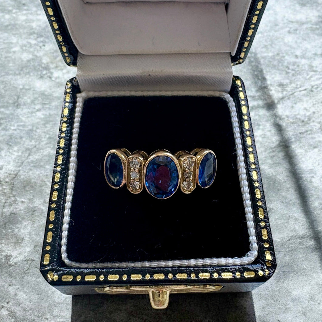 Ceylon Sapphire Trilogy Ring