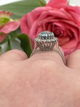 Load image into Gallery viewer, Aquamarine and Diamond Ring Set in 18ct White Gold
